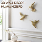 GUSFREUD 3D Hummingbird Wall Decor Set - Brass Resin Bird Wall Decor for Living Room, Bedroom and Gallery Walls - Vintage Gold - Set of 3 - Image 6