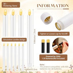 FillTouch 30 Pcs Gold Candlestick Holders with Flameless Taper Candles Bulk - Image 2