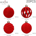 20Pcs Red Velvet Christmas Ornaments Set,2.36In Flocked Ornaments Balls - Image 4