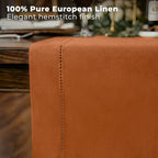 Signature Linen™ by D'Moksha, Rust Table Runner 120 Inches Long, 100% Pure Linen, Hemstitch, 14 x 120 Inch Table Runner for Dresser, Dining- Fall, Weddings, Outdoor Hosting - Image 2