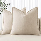 MIULEE Decorative Linen Euro Sham Pillow Covers 24x24 Natural Beige by MIULEE