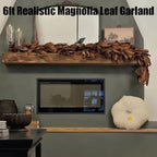 Brown Magnolia Leaf Garland, 6ft Realistic Magnolia Leaf Garland, Artificial Fall Magnolia Leaves Garlands, Waterproof Fall Decorations for Home, Fireplace, Porch (2Pcs) - Image 2