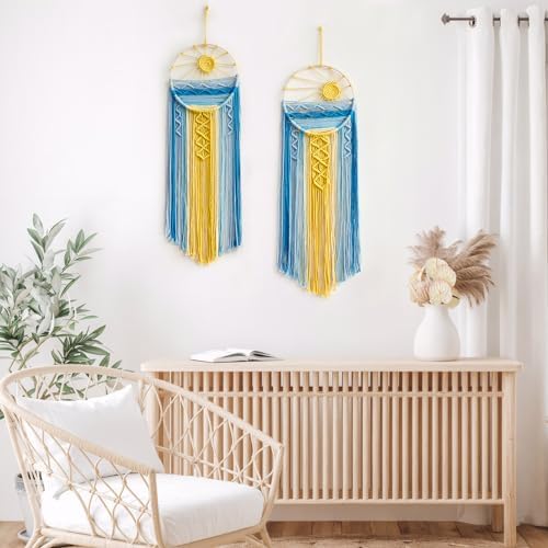 Artilady 2 Pack Macrame Hanging Tapestry Sun Wall Decor, Boho Dream Catcher - Image 6