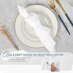 Pesonlook 60 Pcs White Cotton Linen Napkins with Fringe, 16x16 Inches - Image 5