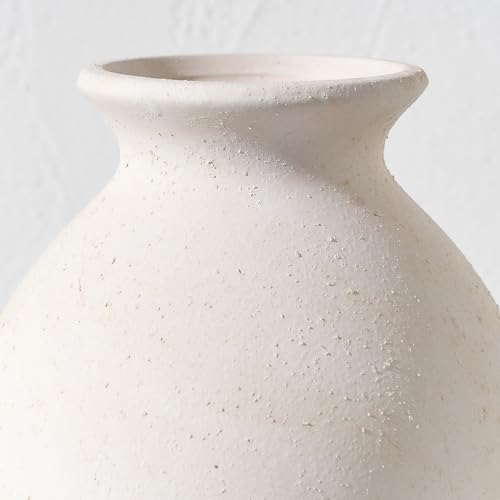 Ceramic Rustic Farmhouse Vase, 9.2 inch Whitewashed Terracotta Vase - Image 7