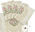 Loom and Mill Luxury Damask Placemats Set of 4, Pearly Beige, 12x18in by LoomandMill