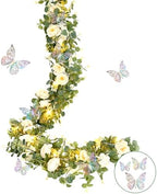 13 Ft Champagne Fuller Flower Garland with Light Butterfly, Fake Rose Vine - Image 6