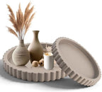 2 Pcs Round Trays for Coffee Table Decor, Decorative Tray for Perfume, Candle, Soap, Plants, Circle Coffee Table Trays for Living Room, Bathroom & Table Tray Decor by Scettar