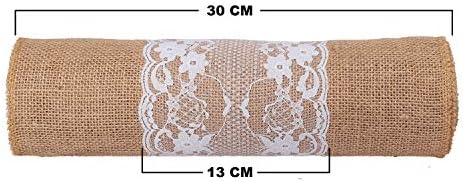 MDS 10 PCS 100% Natural Burlap Table Runners 12" x 72" with Lace, Rustic Farmhouse Country Vintage Boho Jute Runner for Wedding Reception Birthday Party Home Kitchen Dining Coffee Table Decoration - Image 3