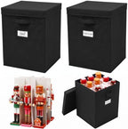 2 Packs Christmas Nutcracker Storage Box 16 Inch Hold 9 Nutcrackers Figurine Collectible Black Dividers for Holiday Decor Carolers Santa Figure Nut Cracker Ornaments by Wesnoy