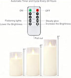 Homemory Ivory Flickering Flameless Candles, Battery Operated Acrylic LED Pillar Candles with Remote Control and Timer, Set of 9 - Image 6