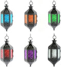 Vela Lanterns Hanging Moroccan Lamp - Exotic Decorative Patio & Porch Decor, Indoor Outdoor Tea Light Candle Lantern Holder with Chain (11" Medium, Assorted Colors, 6-Pack) by VelaCandleLanterns