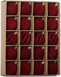 20pcs Red Velvet Christmas Ornaments Set,2.36In Burgundy Flocked Ornaments by Senjie