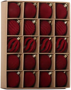 20pcs Red Velvet Christmas Ornaments Set,2.36In Burgundy Flocked Ornaments by Senjie