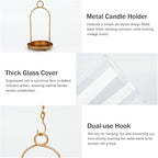 Glass Hurricane Candle Holder Decorative Golden Candle Lantern - Image 6