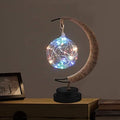 LED Decorative Enchanted Lunar Lamp with USB Power,Table Lamp Lunar Crescent Ramadan Lamps Bedside Night Lights Gifts Suitable for Christmas Birthday 5.5 * 5.1 * 11inch（Round Ball Color） by HFHungkeong