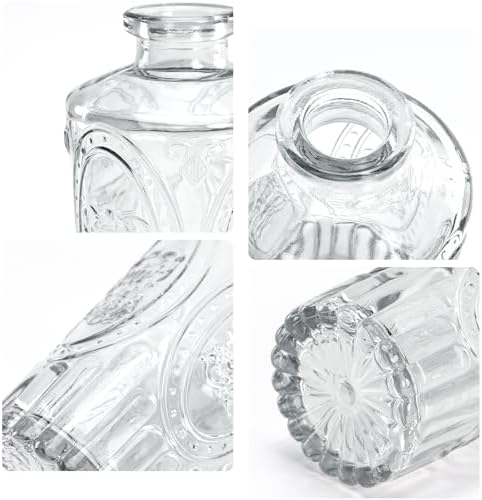Glass Bud Vases Set of 12, Clear Small Vases for Flowers, Bulk Glass Vase for Centerpieces, Vintage Embossed Flower Vase for Wedding Table Decoration, Home, Cocktail Party - Image 6
