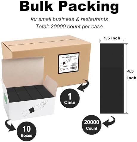 NATURALABEL Self-Adhesive Napkin Bands, Bulk Pack of 20,000, Black - Image 2
