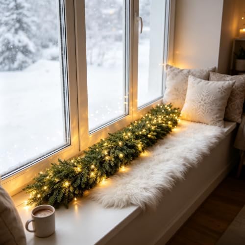 HipTree 6FT Real Touch Lighted Christmas Cedar Garland with Lights String - Image 5
