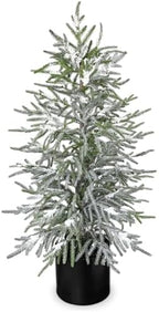 3FT Snow Flocked Artificial Norfolk Pine Tree in Pot, Real Touch Artificial Topiary Tree Small Faux Tabletop Christmas Tree for Front Porch Kitchen Home Indoor Outdoor Decor by NatureCrafted