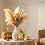 Gold Vases Set of 2, Ceramic Flower Vase for Home Decor - Image 2
