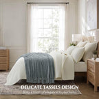 EverGrace Chenille Knit Throw Blanket for Couch, 50"x60", Dusk Blue - Image 2