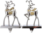 Set of 4 Christmas Stocking Holder for Mantel Reindeer and Sleigh Christmas Stocking Hangers for Fireplace Metal Mantel Hooks Hanger for Christmas (Gold Reindeer Set) - Image 3