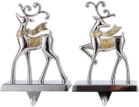Set of 4 Christmas Stocking Holder for Mantel Reindeer and Sleigh Christmas Stocking Hangers for Fireplace Metal Mantel Hooks Hanger for Christmas (Gold Reindeer Set) - Image 3