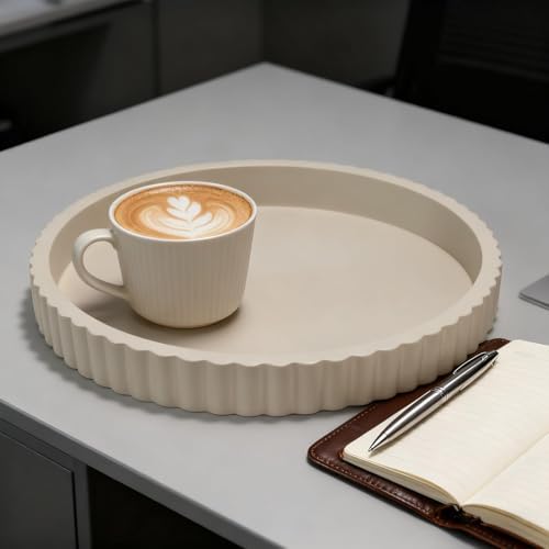 Decorative Tray for Coffee Table, 12'' Resin Round Tray for Home Decor - Image 5