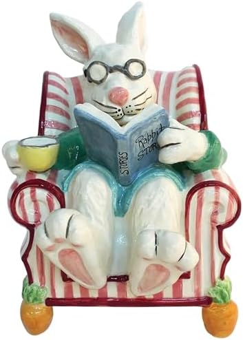 Blue Sky Clayworks Easter Bunny Chair Figurine, 6" L x 7.75" W x 8.375" H by BlueSkyClayworks