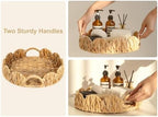 StorageWorks Round Scalloped Tray, Wicker Rattan Serving Tray with Handles - Image 6