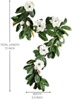 Serene Spaces Living Artificial Magnolia Leaf Garland and Wreath, Ideal to Hang at Wedding, Store Display, Window Sill, Fall Decor, Holiday Décor (72" Magnolia Garland with White Blooms - 2pcs) - Image 4