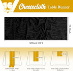 16 Pack Black Table Runner 10FT Cheesecloth Table Runner Boho Gauze Table Runners Long Rustic Sheer Fabric Table Runners for Wedding Party Bridal Shower Farmhouse & Home Decor - Image 2
