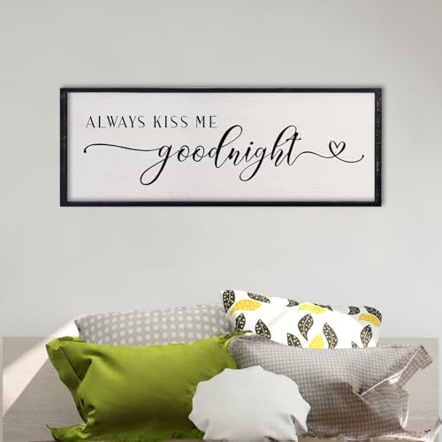 comurdyo Love Theme Always Kiss Me Goodnight Sign 32"×12" Black by comurdyo