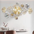 33" Modern Farmhouse Large Decorative Wall Clock, Ginkgo Metal Art by JXQXYN