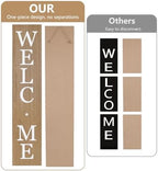 Interchangeable Welcome Sign for Front Porch- 45"X9" Large Standing/Hanging Wooden Sign with 12 PCS Replaceable Icons for 4th of July Fall Halloween Porch Wall Yard Decorations - Image 2