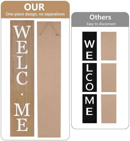 Interchangeable Welcome Sign for Front Porch- 45"X9" Large Standing/Hanging Wooden Sign with 12 PCS Replaceable Icons for 4th of July Fall Halloween Porch Wall Yard Decorations - Image 2