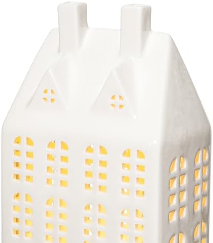 DN DECONATION Light Up Christmas Village House, White Ceramic House Decor - Image 6