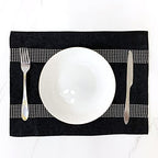 HeMiaor Black Placemats Set of 4 Velvet Gorgeous Luxurious Shining Minimalist Style Elegant Both Diamond Strip for TV Stand Coffee Table Kitchen Decor by HeMiaor