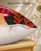 Embroidered Throw Pillow Cover 18x18 Inch - Spring Summer Boho Decorative Pillow Cover with Zipper for Living Room Couch Sofa Bed Aesthetic Design Mushroom Moon Cushion Pillowcase (Pack of 2) - Image 3