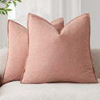 Foindtower Linen Solid Decorative Throw Pillow Covers 26x26 Inch Coral Pink by Foindtower