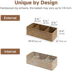 StorageWorks Toilet Paper Basket, 3-Section Toilet Tank Basket, Seagrass - Image 2