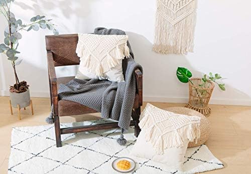 Cushion Covers Macrame Cushion Cover Woven Boho Cushion Cover for Bed Sofa Couch Bench Car Home Decor Comfortable Square with Tassels Set of 2 Decorative Pillow Covers - Image 2