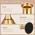 24PCS Brass Gold Taper Candle Holders, Vintage Metal Candlestick Holders - Image 2
