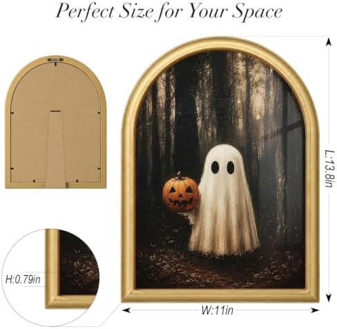 Wheatwin Vintage Gold Arched Framed Spooky Halloween Wall Art - Image 3