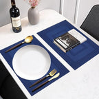 PIGCHCY Placemats Set of 12 Washable Durable Place Mats Vinyl Heat Resistant Non-Slip Table Mats Indoor Outdoor (Navy Blue) - Image 4