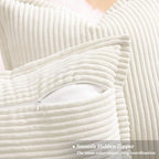 decorUhome Fall Corduroy Pure White Throw Pillow Covers 24x24 Set of 2 - Image 3