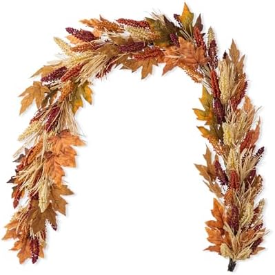 Glitzhome 6FT Fall Garland - Autumn Artificial Sorghum Garland for Mantle, Garlands Decoration for Wedding Party Thanksgiving Dinner Fireplace Door Frame Doorway Backdrop Decor - Image 6