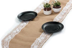 MDS 15 PCS 100% Natural Burlap Table Runners 12" x 72" with Lace, Rustic Farmhouse Country Vintage Boho Jute Runner for Wedding Reception Birthday Party Home Kitchen Dining Coffee Table Decoration by MDS