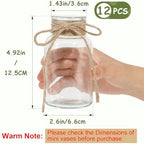 Glass Flower Vases for Centerpieces, 12Pcs Vintage Small Clear Bud Vase for Flowers Mini Crystal Decorative Bottle with Hemp Rope Bows for Housewarming Wedding Birthday Tabletop Decoration - Image 4